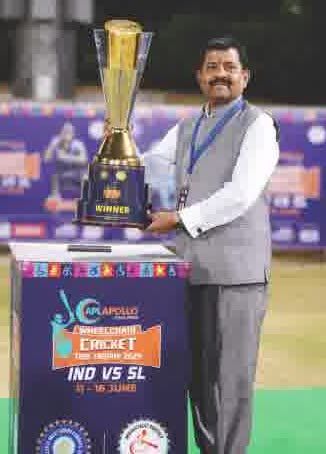 With the India v Sri Lanka series trophy